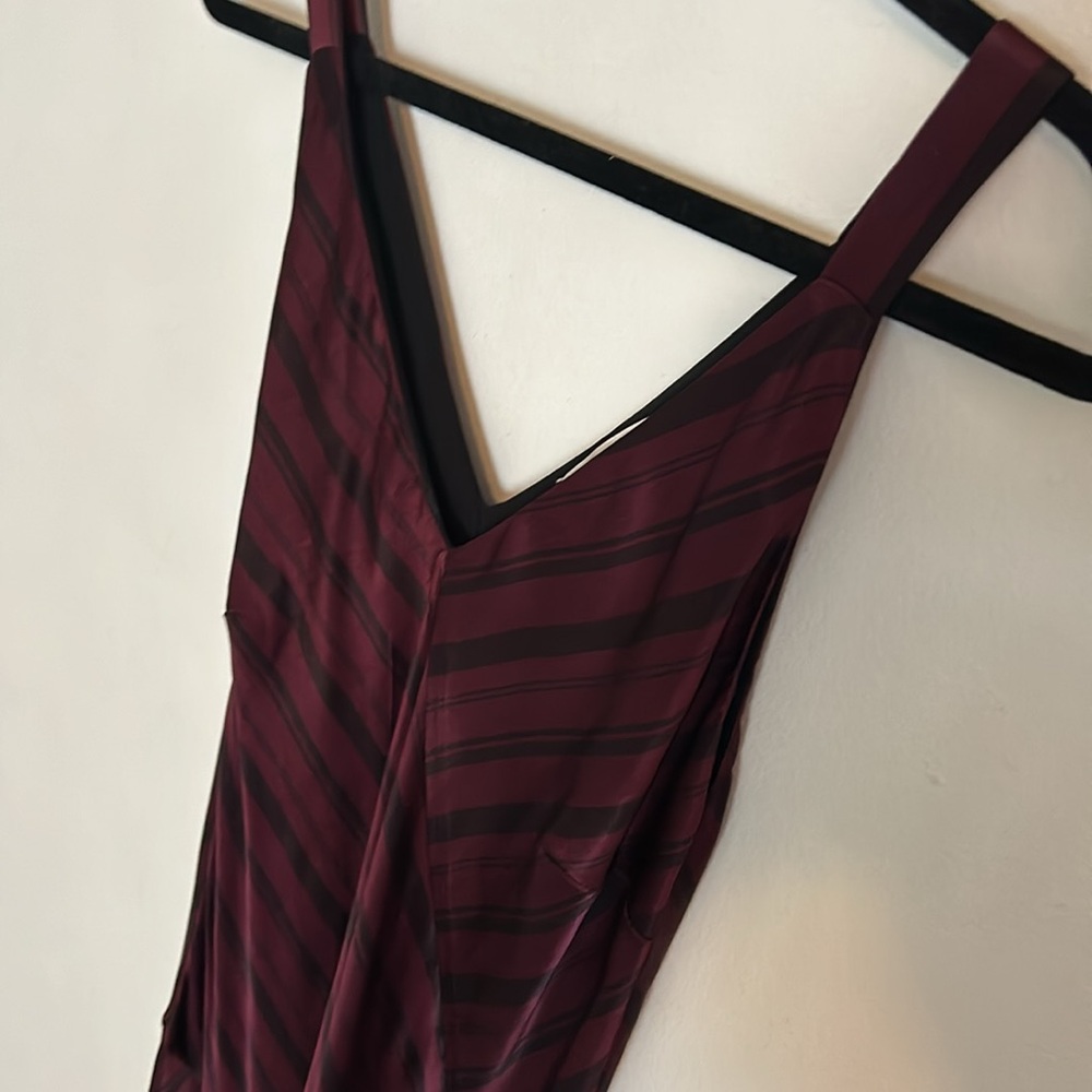 Gold Hawk Midi Stripe Cocktail Slip Dress *Never Worn*   Burgundy / Black  SMALL - Picture 4 of 10